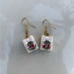Coquette Cherry Earrings with Gold Hooks